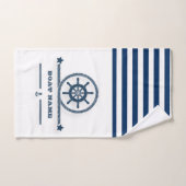 Nautique, Ancre, Corde Marine Bleu Stripes (Serviette à main)