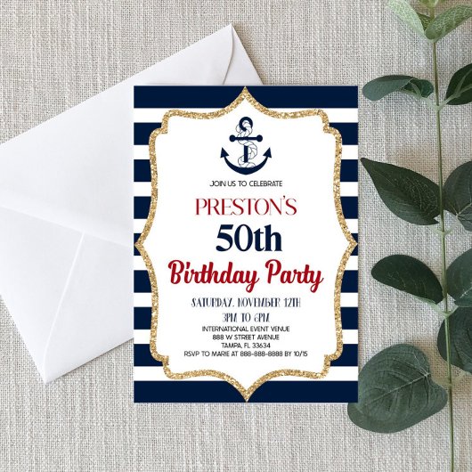 Nautique Anniversaire Invitation Fête Personnalisé