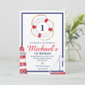 Nautique Anniversaire Invitation Invitation Marine (Debout devant)