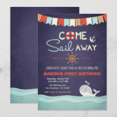 Nautique Anniversaire Invitation Venir Voilier Nau (Devant / Derrière)