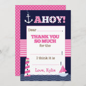 Nautique Anniversaire Remplissez En Blanc Merci No (Devant / Derrière)