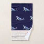 Nautique Bleu Baleine Aquarelle Blanc Nom du bois (Serviette à main)