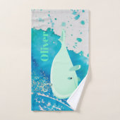 Nautique Bleu Cute Baleine Aquarelle Nourriture (Serviette à main)