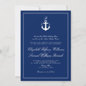 Nautique bleu marine Noir Mariage Invitation (Devant)