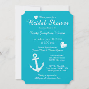 Nautique bleu turquoise invitation de douche nupti