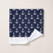 Nautique Côtes Navy Bleu Blanc Rayures Nom (Gant de toilette)