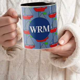 Nautique Customisé Monogram Coffee Mug Voilier