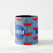 Nautique Customisé Monogram Coffee Mug Voilier (Devant gauche)
