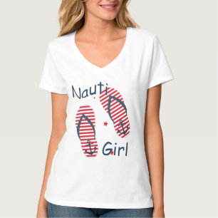 Nautique Cute Flip Flop Design Nauti Girl T-shirt