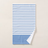 Nautique Dusty Bleu blanc rayé Monogramme initial (Serviette à main)