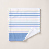 Nautique Dusty Bleu blanc rayé Monogramme initial (Gant de toilette)