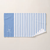 Nautique Dusty Bleu blanc rayé Monogramme initial (Serviette à main)