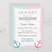 Nautique Genre Revey Party Invitation Bleu rose (Devant / Derrière)