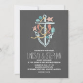 Nautique invitation de mariage de plage - tableau  (Devant)