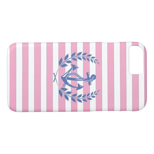 Nautique, Laurel Wreath, Ancre iPhone 7 Coque (Dos (Horizontal))