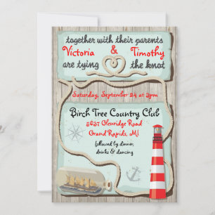 Nautique "lier le noeud" Mariage Invitations