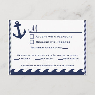 Nautique marine bleu et blanc rsvp 3 menu choix