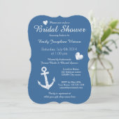 Nautique marine bleu nuptiale invitations de douch (Debout devant)