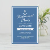 Nautique Marine Blue Retraite Party Invitations (Debout devant)