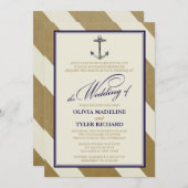 Nautique Marine & Gold Wedding Invitations (Devant / Derrière)