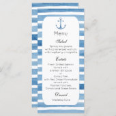 Nautique menu mariage menu Plage menu fête Bleu (Devant / Derrière)