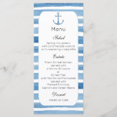 Nautique menu mariage menu Plage menu fête Bleu (Devant)