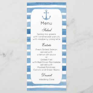 Nautique menu mariage menu Plage menu fête Bleu