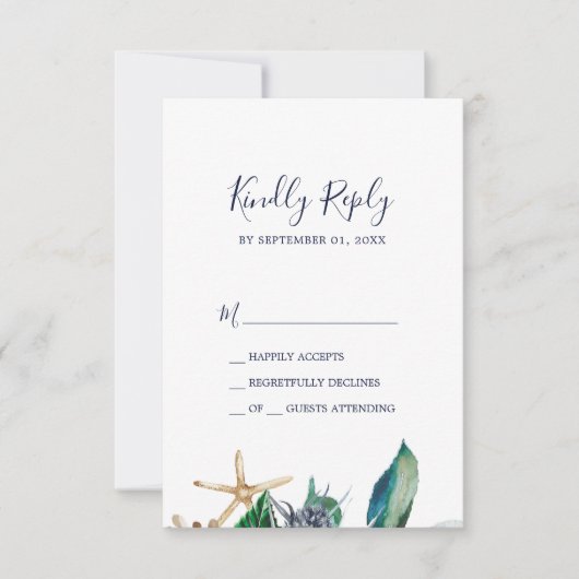 Nautique moderne | Carte Greenery Simple RSVP (Devant)