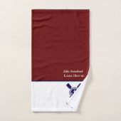 Nautique moderne Marine Bleu Monogram Lake House (Serviette à main)