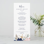 Nautique moderne | Menu Floral Mariage Dinner Menu (Debout devant)