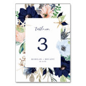 Nautique moderne | Numéro de table florale (Dos)