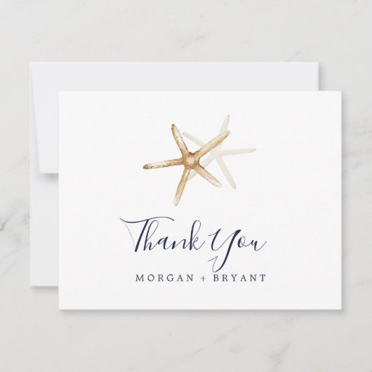 Nautique moderne | Starfish Flat Carte de remercie (Devant)
