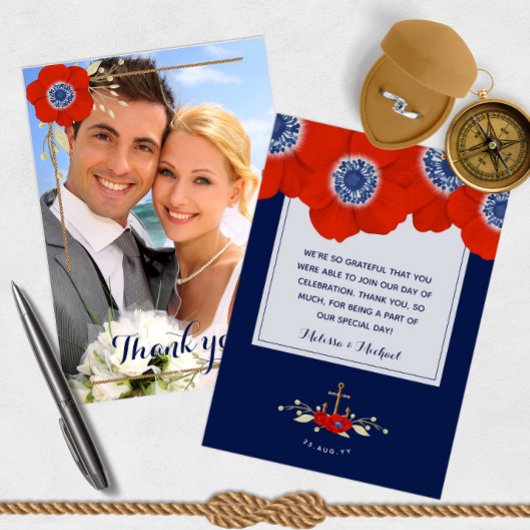 Nautique Rouge Bleu Bleu Anémones 📸 Merci photo