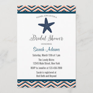 Nautique Starfish Chevron Bridal Shower Invitation