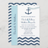 Nautique Thème Mariage Invitations Bleu (Devant / Derrière)