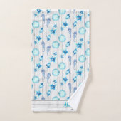 Nautique Turquoise Bleu Côte Mer Vie blanche Bois (Serviette à main)