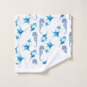 Nautique Turquoise Bleu Côte Vie marine (Gant de toilette)