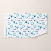 Nautique Turquoise Bleu Côte Vie marine (Serviette à main)