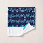 Nautique Turquoise Bleu Marine Manta Ray Wave (Gant de toilette)