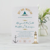 Nautique Voilier Destination Mariage Invitation (Debout devant)