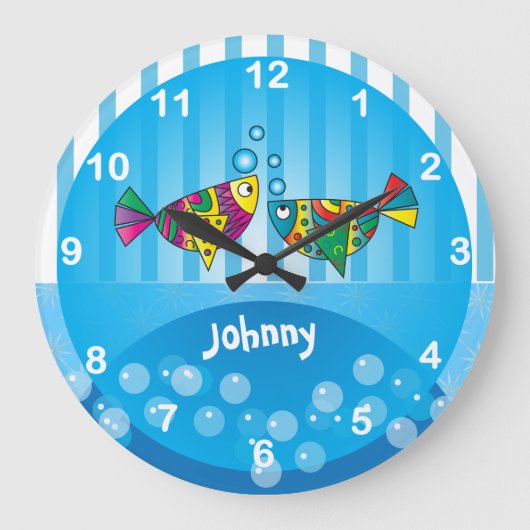 Nautisch Abstract kleurrijk visontwerp Grote Klok (Voorkant)