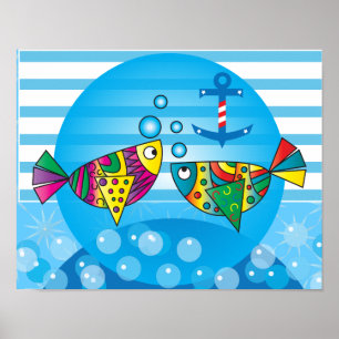 Nautisch Abstract kleurrijk visontwerp Poster