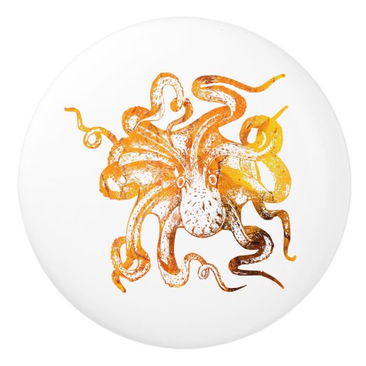 Nautisch-amberoctopus Keramische Knop (Voorkant)