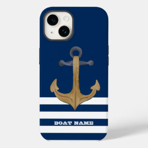Nautisch, Anchor Navy Blue Striped Case-Mate iPhone 14 Hoesje