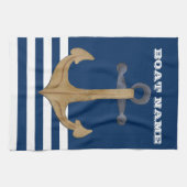 Nautisch,  Anchor Navy Blue Striped Theedoek (Horizontaal)