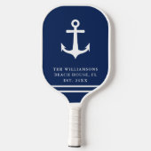 Nautisch anchor Navy Blue White Beach Pickleball Paddle (Achterkant)