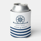 Nautisch, Anchor, Rope Navy Blue Stripes Blikjeskoeler (Blikje Voorkant)