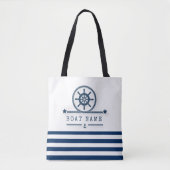 Nautisch, Anchor, Rope Navy Blue Stripes Draagtas (Voorkant)