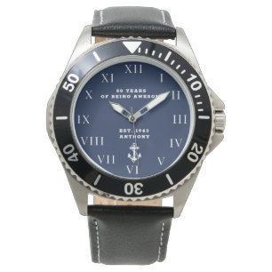 Nautisch Anker 80e Verjaardag Tachtig Marine Horloge