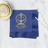 nautisch anker aangepaste bruiloft monogram folie servetten